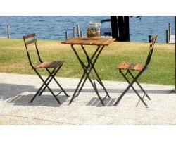 Zestaw 2-osobowy kawowy składany BISTROT drewno akacjowe