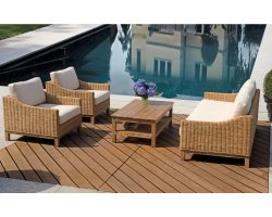 Zestaw wypoczynkowy do ogrodu zimowego MAIORI z naturalnego rattanu