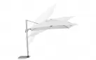 Biały parasol z nogą boczną 3x3 m aluminiowy obrotowy z podstawą saragozza bizzotto