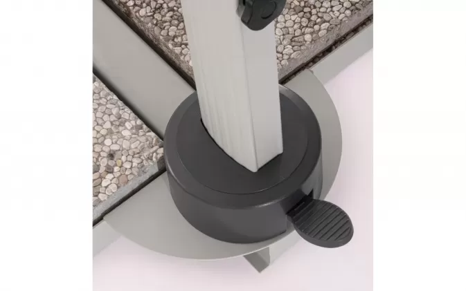 Biały parasol z nogą boczną 3x3 m aluminiowy obrotowy z podstawą saragozza bizzotto