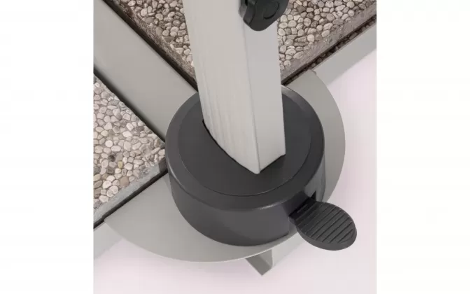 Biały parasol z nogą boczną 3x3 m aluminiowy obrotowy z podstawą saragozza bizzotto