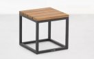 Grafitowy stolik boczny ogrodowy aluminiowy blat teak GILI 33x33x30 cm