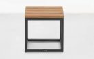 Grafitowy stolik boczny ogrodowy aluminiowy blat teak GILI 33x33x30 cm