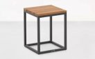 Grafitowy stolik boczny ogrodowy aluminiowy blat teak GILI 33x33x40 cm