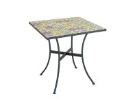 Kwadratowy stół ogrodowy 70x70 cm MANGU czarna noga / blat mozaika kolorowa