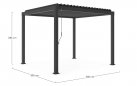 GRafitowe zadaszenie na taras 300 x 300 cm GARDA stal malowanie proszkowe