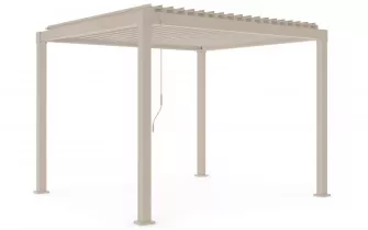 Jasnobeżowa pergola ogrodowa lamelowa Stal galwanizowana 3 x 3 m garda bizzotto