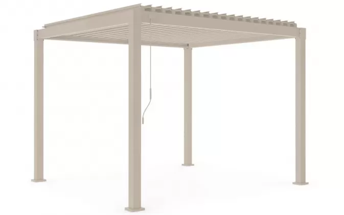 Jasnobeżowa pergola ogrodowa lamelowa Stal galwanizowana 3 x 3 m garda bizzotto