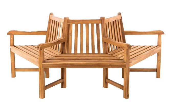 Półokrąła ławka wokółdrzewna KENN 200 cm z drewna teakowego