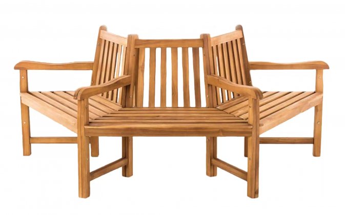 Półokrąła ławka wokółdrzewna KENN 200 cm z drewna teakowego