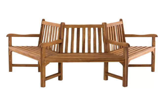 Półokrąła ławka wokółdrzewna KENN 250 cm z drewna teakowego