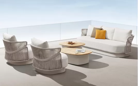 Beżowy ekskluzywny komplet wypoczynkowy ogrodowy AIO Higold lina polipropylenowa Beżowy ekskluzywny komplet wypoczynkowy ogrodowy AIO Higold lina polipropylenowa