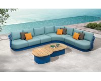 Niebieski ekskluzywny narożnik na taras aluminiowy AIO Higold lina polipropylenowa