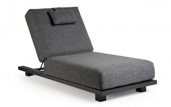 Leżak ogrodowy z grubym materacem ROSARIO grafitowy