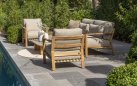 Ekskluzywny komplet wypoczynkowy tarasowy z drewna teak LUCAS 4SO grube poduszki Olefin