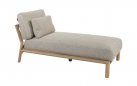 Szezlong ogrodowy z drewna tekowego LUCAS 4SO poduszki bezowe Olefin