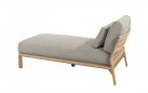 Szezlong ogrodowy z drewna tekowego LUCAS 4SO poduszki bezowe Olefin