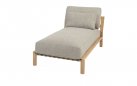 Szezlong ogrodowy z drewna tekowego LUCAS 4SO poduszki bezowe Olefin