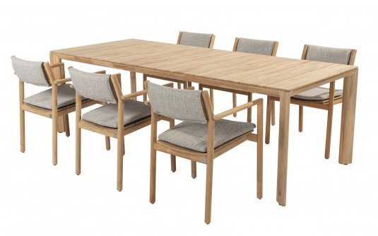 Zestaw stołowy z drewna teak LUCAS 4SO stół 240x100 i 6 krzeseł