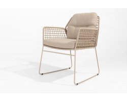 Beżowe nowoczesne krzesło ALBANO 4SO lina polipropylenowa i malowana proszkowo stal nierdzewna