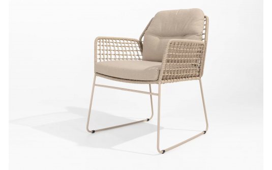 Beżowe nowoczesne krzesło ALBANO 4SO lina polipropylenowa i malowana proszkowo stal nierdzewna Beżowe nowoczesne krzesło ALBANO 4SO lina polipropylenowa i malowana proszkowo stal nierdzewna