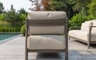 Meble wypoczynkowe na taras aluminiowe CAPRESI ciemnobrązowa rama i beżowe poduszki Olefin
