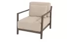 Meble wypoczynkowe na taras aluminiowe CAPRESI ciemnobrązowa rama i beżowe poduszki Olefin