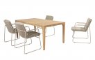 Zestaw beżowe krzesło PARMA ze stołem LIAM teak