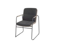 Grafitowo-beżowe Krzesło ogrodowe stołowe PARMA 4SO konstrukcja stal i sznurek polipropylenowy