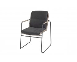 Grafitowo-beżowe Krzesło ogrodowe stołowe PARMA 4SO konstrukcja stal i sznurek polipropylenowy