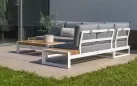 Modułowy narożnik ogrodowy aluminiowy biały teak MATISSE 4SO