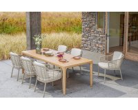 Sześciowosobowy zestaw stołowy ze stołem teak i krzesłami COMO 4SO
