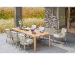Sześciowosobowy zestaw stołowy ze stołem teak i krzesłami COMO 4SO