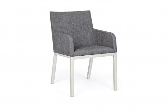 Krzesło ogrodowe nowoczesne z siedziskiem z obiciem OWEN biały