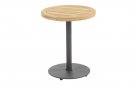 Okragły stolik kawowy na taras z blatem teak śr. 45 cm VOLTA 4SO noga grafitowa