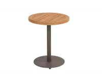 Okragły stolik kawowy na taras z blatem teak śr. 45 cm VOLTOkragły stolik kawowy na taras z blatem teak śr. 45 cm VOLTA 4SO noga brązowaA 4SO noga brązowa