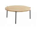 Okragły stolik kawowy na taras z blatem teak śr. 73 cm YOGA 4SO noga grafitowa