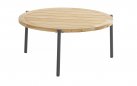 Okragły stolik kawowy na taras z blatem teak śr. 73 cm YOGA 4SO noga grafitowa