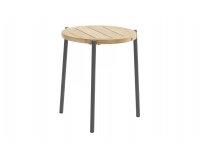Okragły stolik kawowy na taras z blatem teak śr. 45 cm YOGA 4SO noga grafitowa