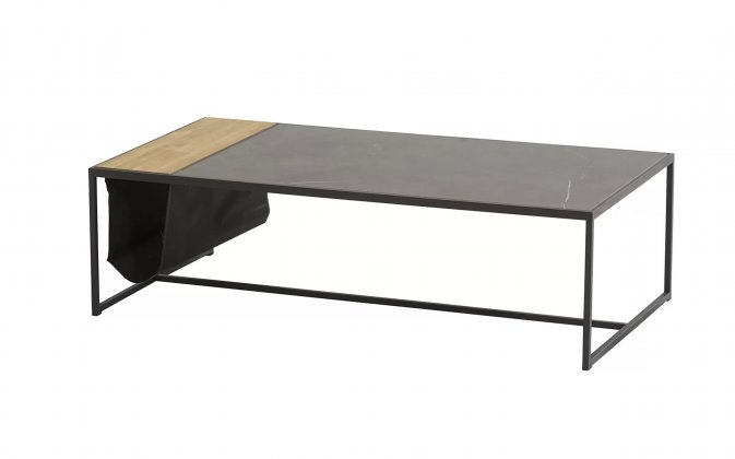 Prostokątny stolik kawowy na taras z kieszenią na gazety grafitowy ATLAS 4SO