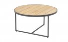 Okragły stolik kawowy na taras z blatem teak śr. 73 cm STRADA 4SO noga grafitowa