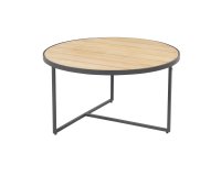 Okragły stolik kawowy na taras z blatem teak śr. 73 cm STRADA 4SO noga grafitowa