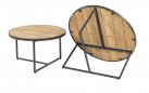Okragłe stoliki kawowe na taras z blatem teak STRADA 4SO noga grafitowa