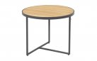 Okragły stolik kawowy na taras z blatem teak śr. 55 cm STRADA 4SO noga grafitowa