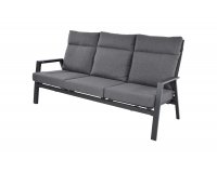 Sofa ogrodowa 3-osobowa z pochylanymi oparciami aluminiowa ciemnoszara OHIO