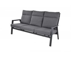 Sofa ogrodowa 3-osobowa z pochylanymi oparciami aluminiowa ciemnoszara OHIO