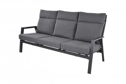 Sofa ogrodowa 3-osobowa z pochylanymi oparciami aluminiowa ciemnoszara OHIO