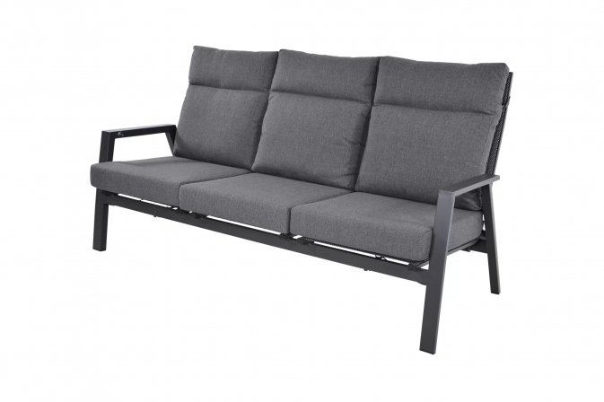 Sofa ogrodowa 3-osobowa z pochylanymi oparciami aluminiowa ciemnoszara OHIO