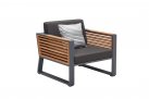 Fotel ogrodowy wypoczynkowy NEW YORK aluminiowe ciemnoszare teak 