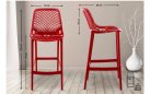 Czerwony stołek barowy hoker polipropylen AIR  z oparciem